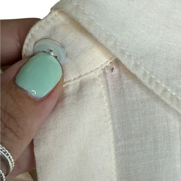 Theory Cream Notched Collar Button Down Shirt - Picture 6 of 13